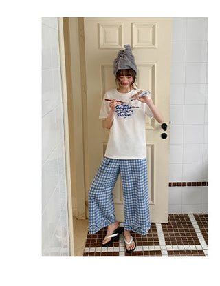 plaid wide pants