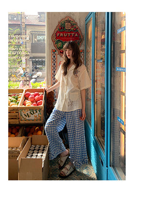 plaid wide pants