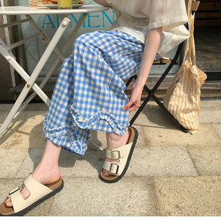 plaid wide pants