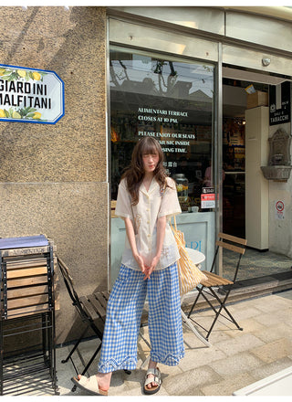 plaid wide pants