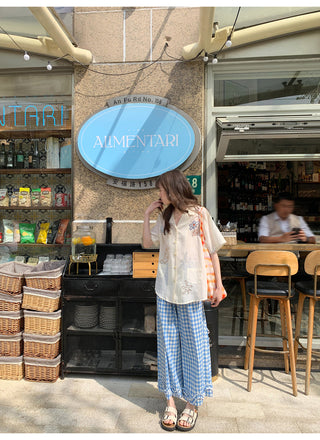plaid wide pants