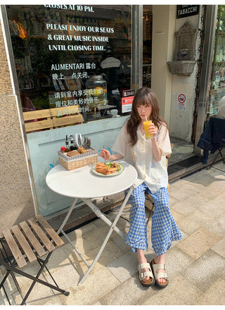 plaid wide pants