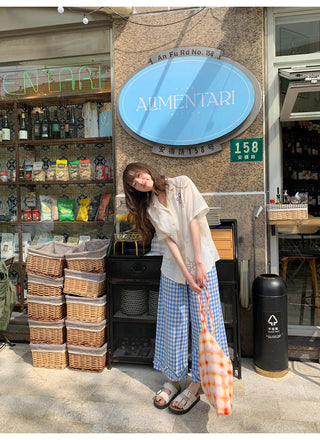 plaid wide pants