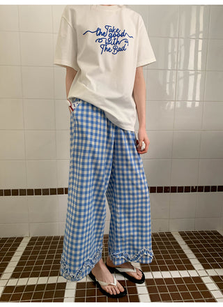 plaid wide pants