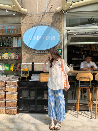 plaid wide pants