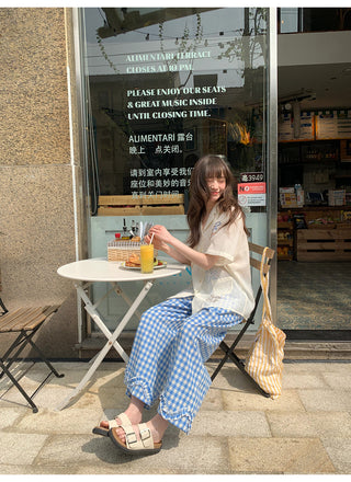 plaid wide pants