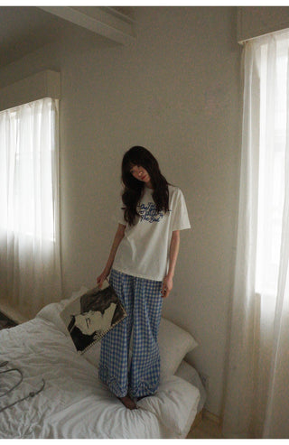 plaid wide pants