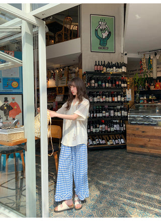 plaid wide pants
