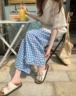 plaid wide pants