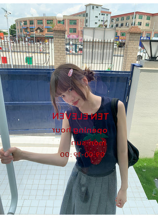 strawberry knit Top
