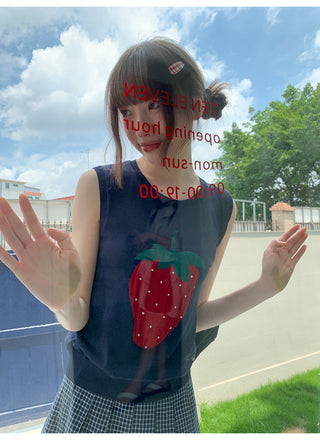 strawberry knit Top