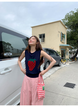 strawberry knit Top