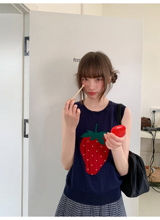 strawberry knit Top
