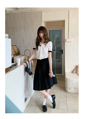 navy lapel Top