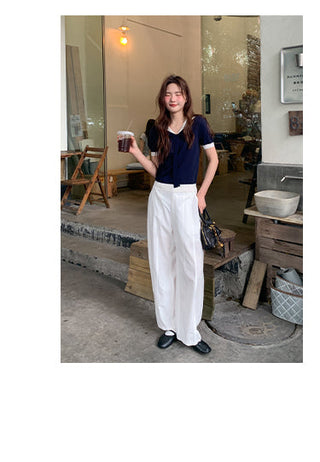 navy lapel Top