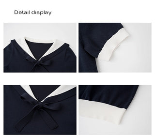 navy lapel Top