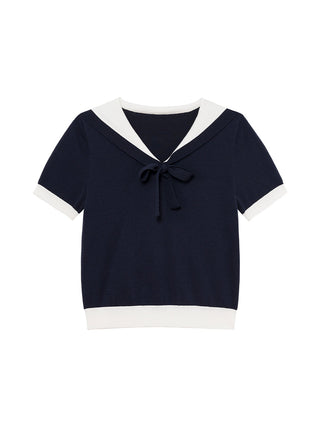 navy lapel Top
