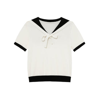 navy lapel Top