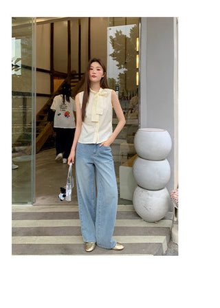 bow sleeveless blouse
