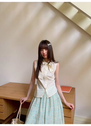 bow sleeveless blouse