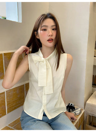 bow sleeveless blouse