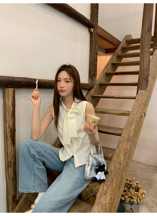 bow sleeveless blouse