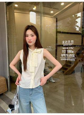 bow sleeveless blouse