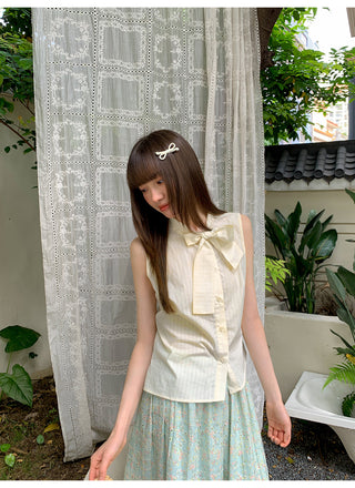 bow sleeveless blouse