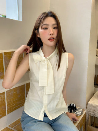 bow sleeveless blouse