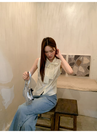 bow sleeveless blouse