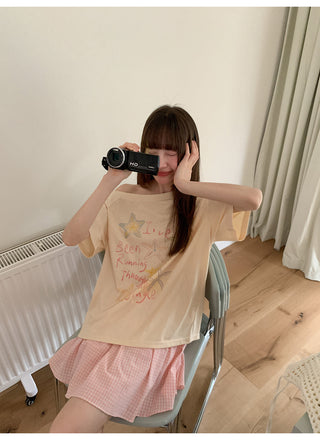 oblique print Top