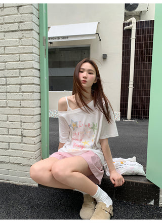 oblique print Top