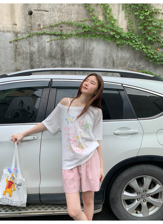 oblique print Top