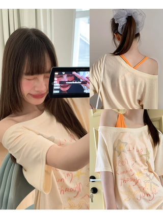 oblique print Top