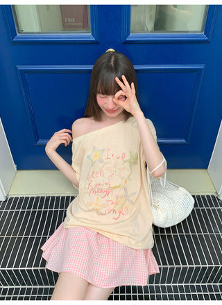 oblique print Top