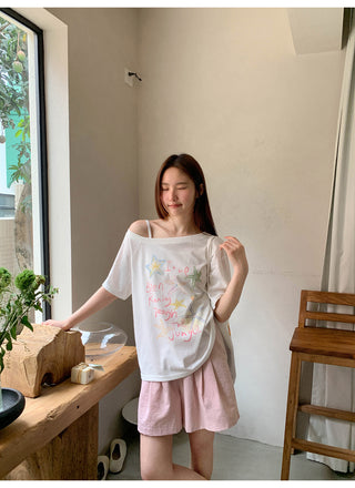 oblique print Top
