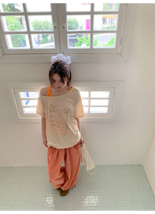 oblique print Top