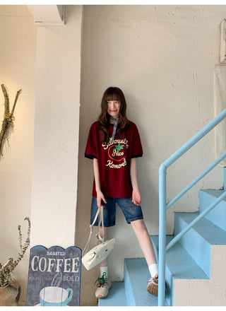 contrast color Top