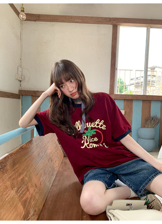 contrast color Top