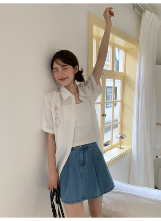 white embroidered shirt