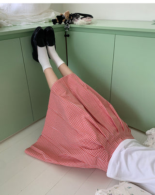 red plaid skirt