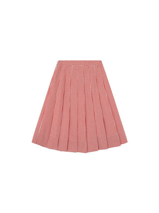 red plaid skirt