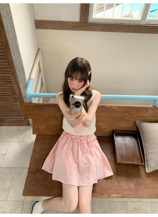 plaid wooden skirt