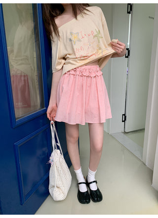 plaid wooden skirt