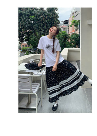 lace floral skirt