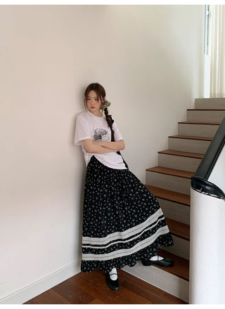 lace floral skirt