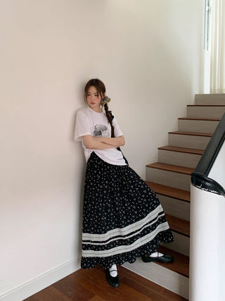lace floral skirt