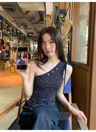 floral drawstring Top