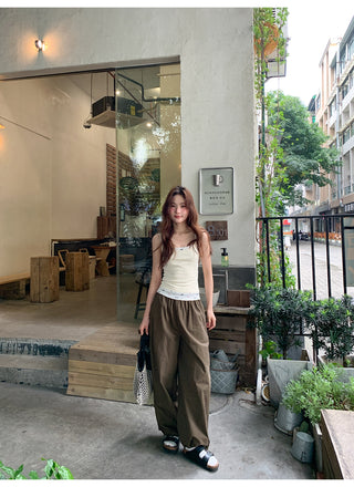 drawstring overalls