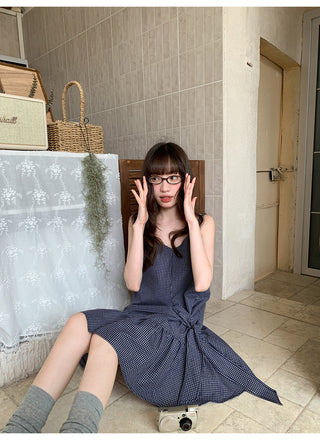 blue plaid dress